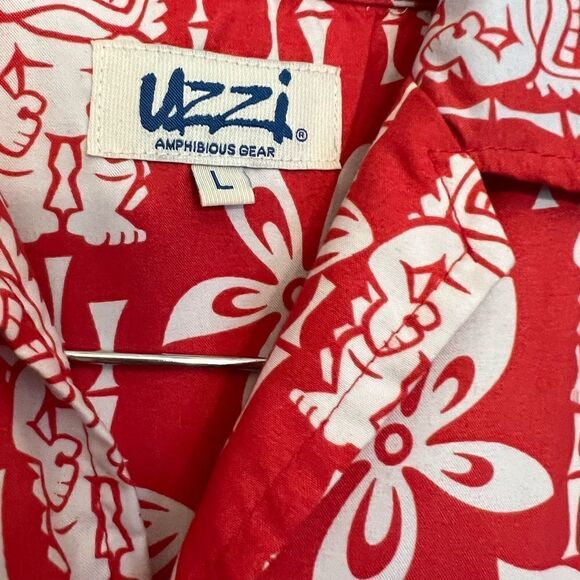 Men’s UZZI Tiki Hawaiian Button down shirt.  Size L. - Picture 2 of 11